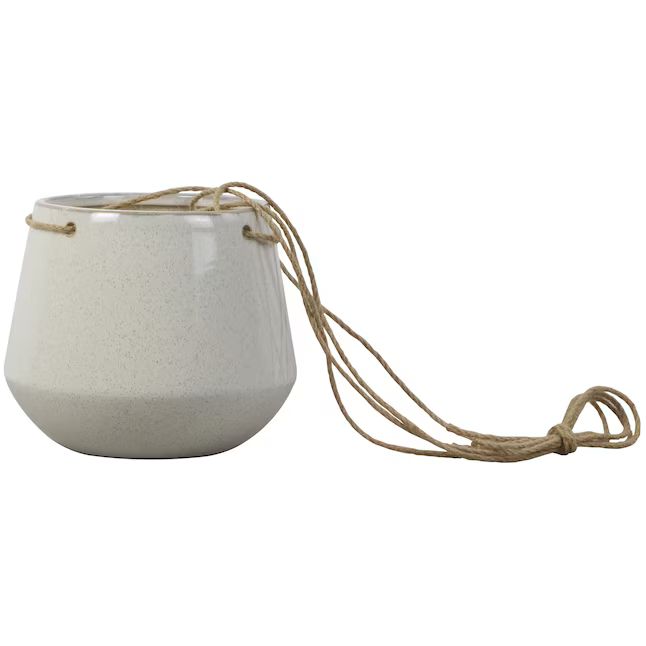 allen + roth 8-in x 6.89-in White Ceramic Hanging Planter with Drainage Holes | Lowe's
