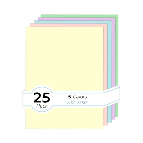 Colored Card Stock 5 Colors,Goefun 65lb 8.5 x 11 Pastel Construction Paper Assorted Colors Perfect for Crafts, DIY Cards, Scrapbooking | Amazon (US)