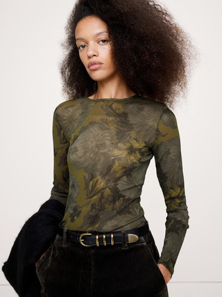 Mesh Crew-Neck Top | Banana Republic (US)