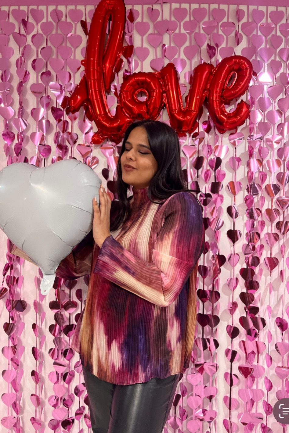 Wore this outfit for Galentine’s Day! This top is from Banana Republic & it’s perfect because of the colors. It’s a loose blouse with long sleeves and very comfortable. I paired the top with black cropped pants from Aritzia, which are actually on sale right now! 

#LTKstyletip #LTKmidsize #LTKsalealert