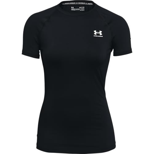 Under Armour Women's HeatGear Compression Short-Sleeve T-Shirt, Black (001)/White, X-Large | Amazon (US)