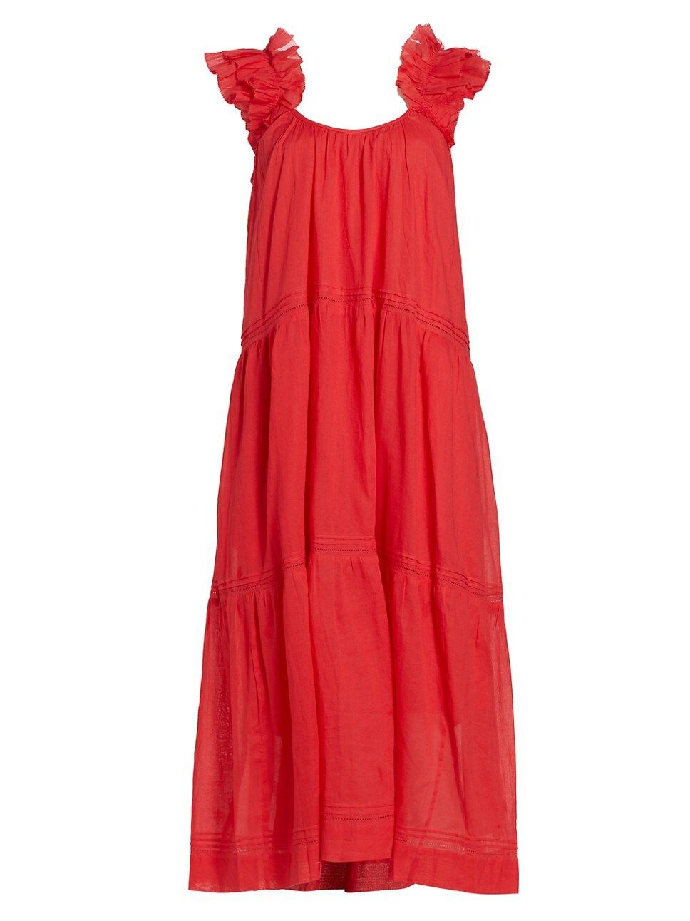 The Dove Ruffle-Shoulder Midi-Dress | Saks Fifth Avenue