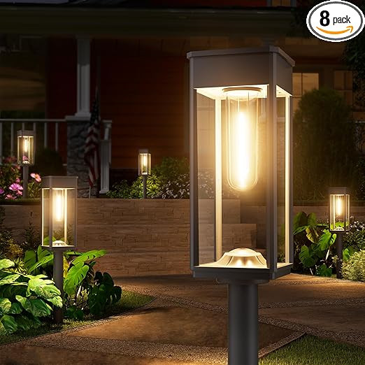 NEWMESSI 8 Pack Bright Solar Pathway Lights Outdoor,IP65 Waterproof Auto On/Off Solar Garden Ligh... | Amazon (US)