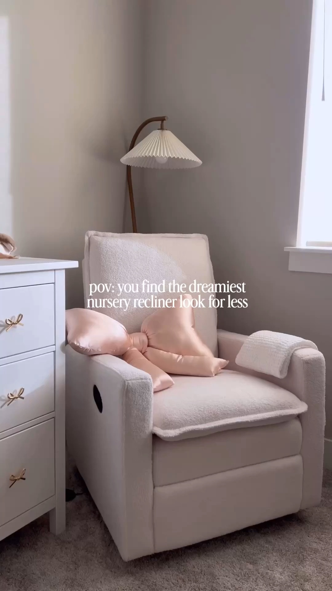 The dreamiest look for less nursery recliner and it’s on sale🎀☁️ one of the BEST purchases we made! I have spent hours in this chair and can’t recommend it enough - this is coming from a mom whose baby only contact napped up until 1 year old😅 we still use it every day. This glider has
a 360° swivel, reclines and has smooth rocking motions. It's cute AND comfy and under $200 right now and has been so well loved!

Nursery | recliner | boucle chair | baby | nursery decor | home finds #lookforless #nursery #baby




#LTKBaby #LTKHome