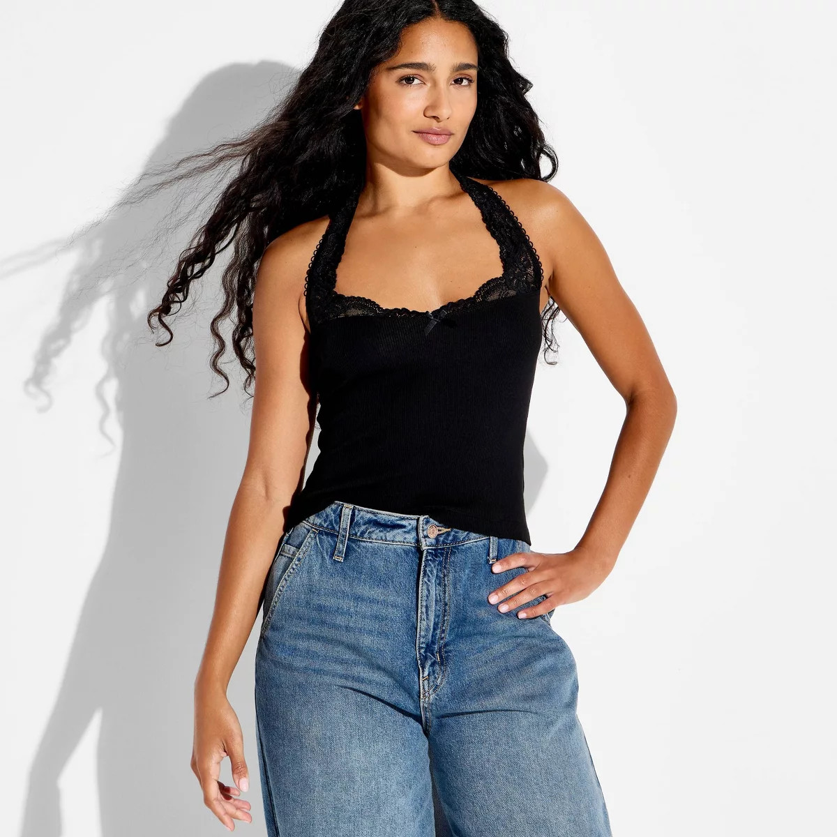 Women's Lace Halter Tank Top - Wild Fable™ Black M | Target