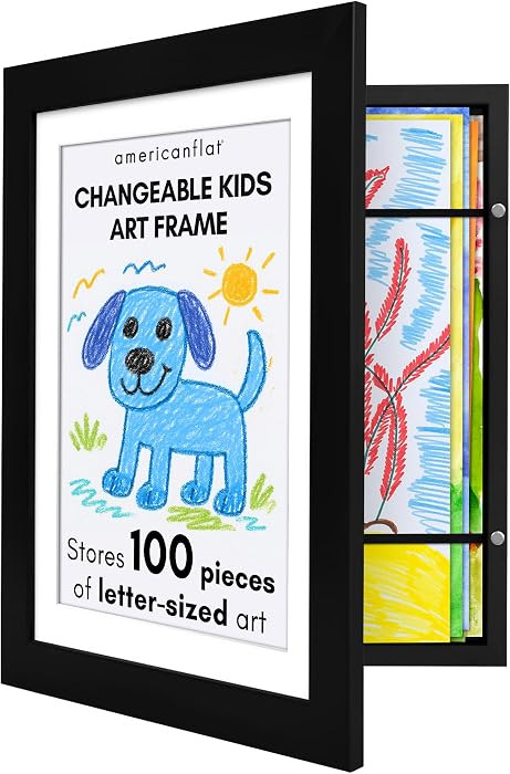 Americanflat Kids Artwork Frame Changeable (Black) - Magnetic Door Holds 100 Art Pieces - 8.5x11 ... | Amazon (US)
