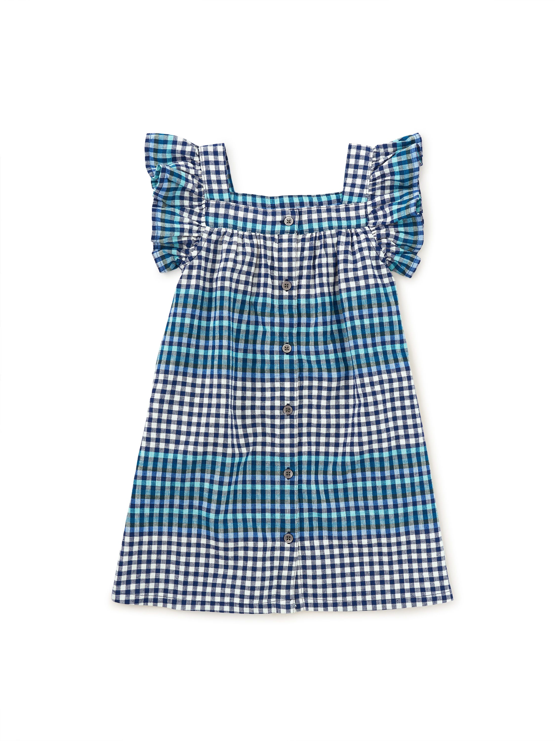 Boat Neck Button Woven Dress | Tea Collection