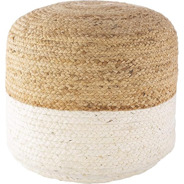 Signature Design by Ashley Sweed Valley Jute & Cotton Pouf, 20 x 20 Inches, Beige & White | Amazon (US)