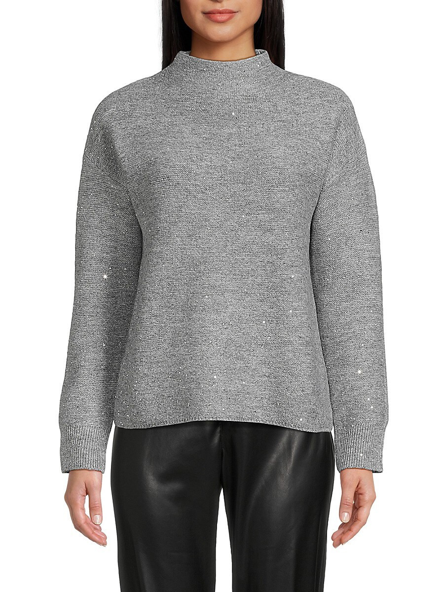Calvin Klein Women's Sequin Drop Shoulder Sweater - Heather Grey - Size XS | Saks Fifth Avenue OFF 5TH