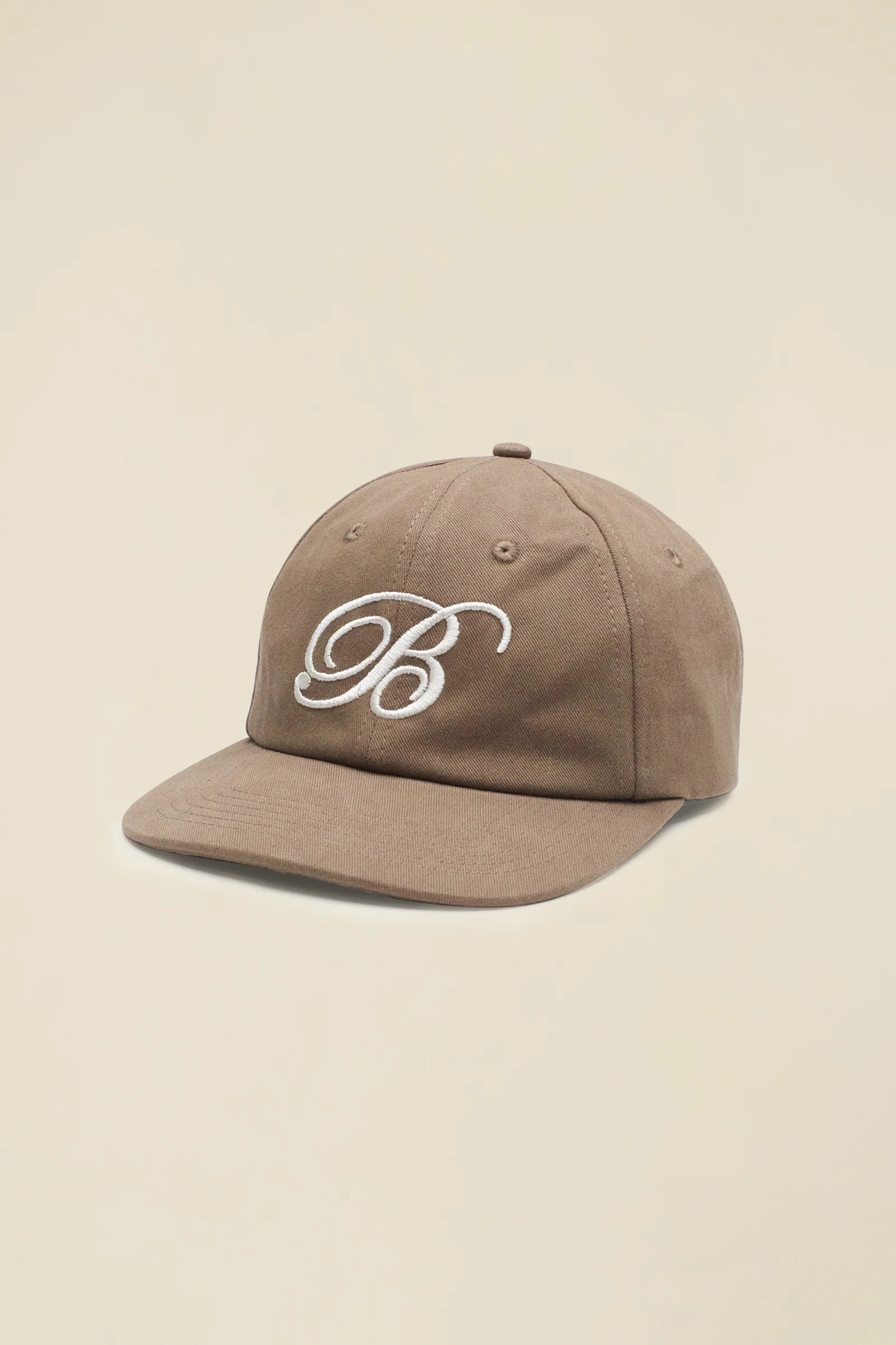 SCRIPT EMBROIDERED 6 PANEL CAP - MUSHROOM | bound clothing