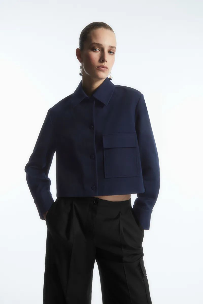 CROPPED TWILL JACKET - Navy - COS | COS UK