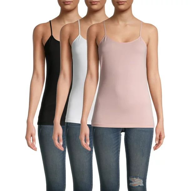 Time and Tru Women's Cami Tank Top, 3-Pack - Walmart.com | Walmart (US)