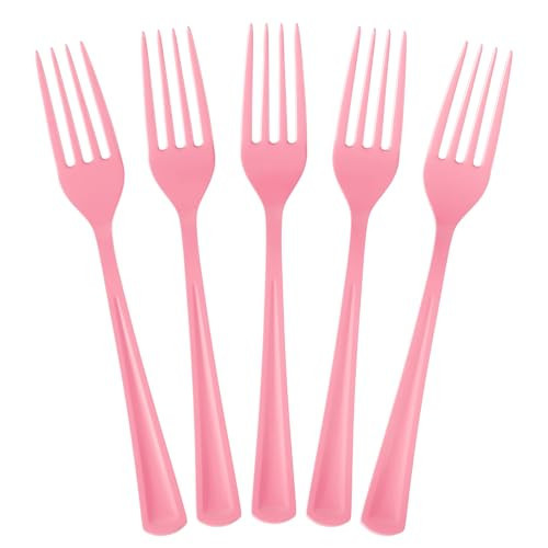 Pink Plastic Forks 50 Pcs Pink Forks Disposable Utensils Heavy Duty Plastic Cutlery Set Disposable Cutlery Sets Flatware Sets Silverware Set For Party Supplies & Party Tableware Exquisite | Amazon (US)