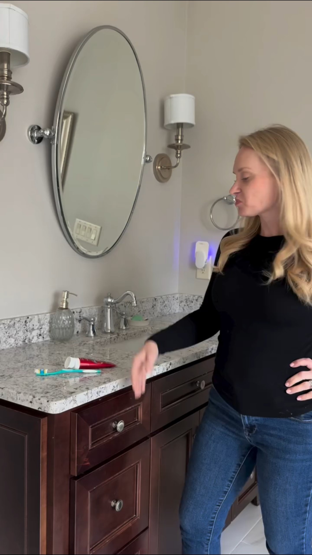 I'll never understand why it's so hard for them 😆🙃

Do as I say not as I do, ok? 😜🫣 A little confession - this is not the area where I shine.  I have to know whose side of the sink is the messiest at your house? Let me know in the comments. 

P.S. my makeup bag was a best seller in December! Comment BAG and I'll send you the link.