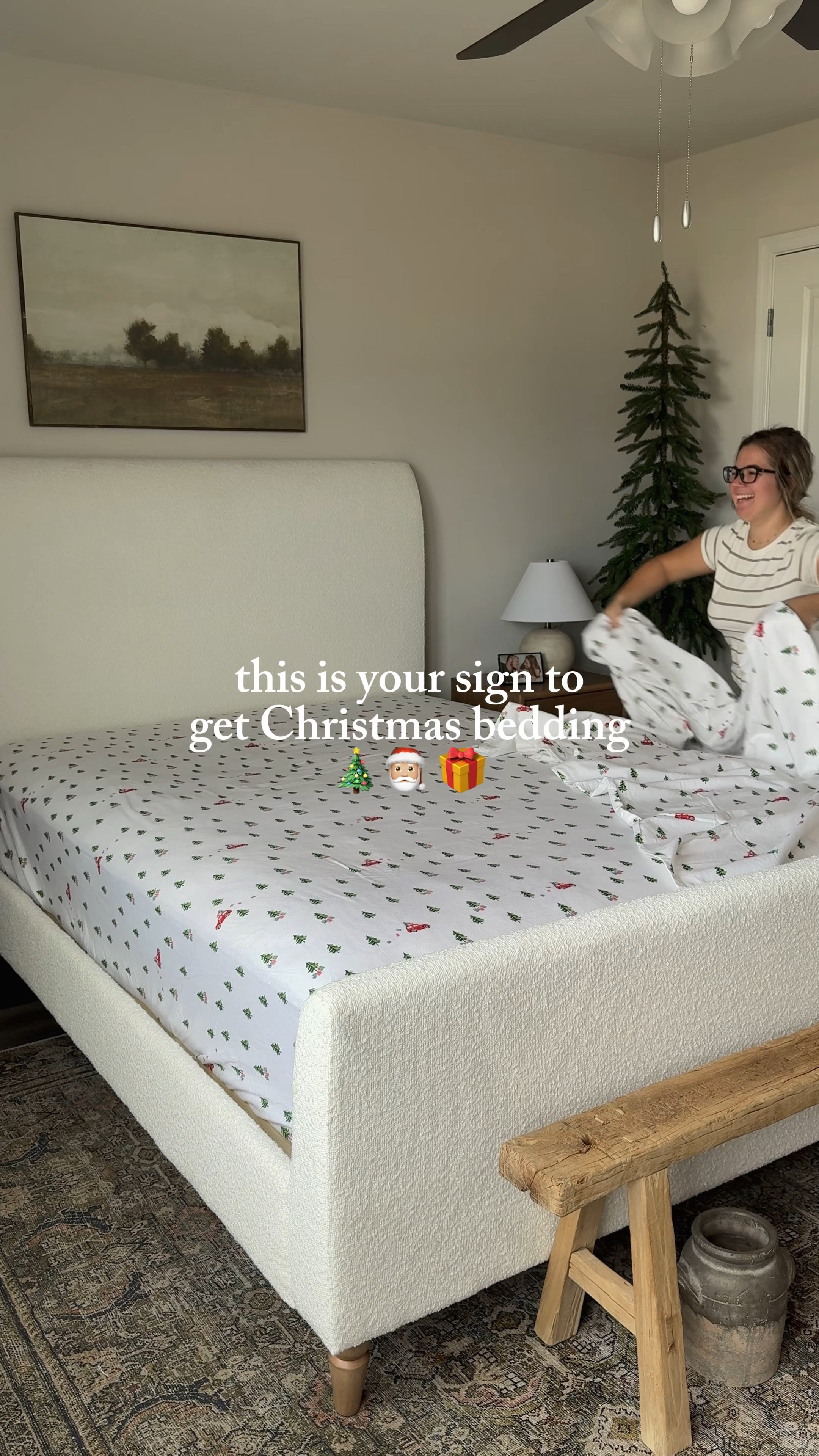 These Christmas sheets are making me feel extra holly & jolly this season 🎄 If you don’t have holiday sheets, I 10/10 recommend getting some 👏🏼👏🏼



#holidaybedding #seasonaldecor #christmasdecor #gingerbreadman #makethebed #holidaydecor #christmastree 

#LTKVideo 

#LTKSeasonal #LTKHoliday