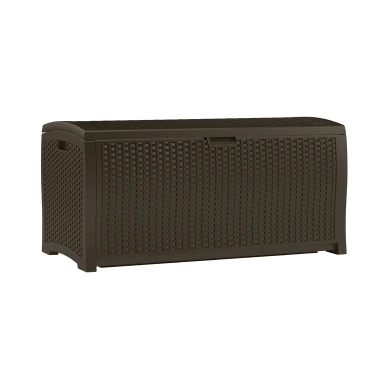 Suncast Outdoor 99 Gallon Resin and Wicker Deck Box, Java Brown | Walmart (US)