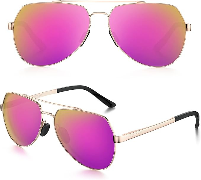 LUENX Aviator Sunglasses for Men Women Polarized New Shades Large Metal Frame - UV 400 Protection | Amazon (US)