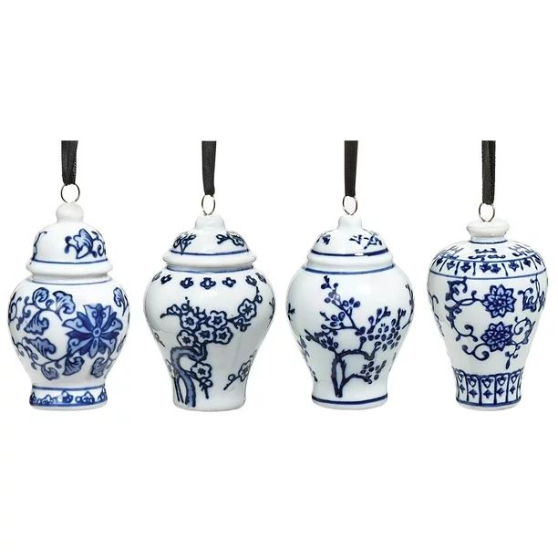 Bandwagon Mini Ginger Jar Ornaments, Set of 4 Porcelain Hanging Ornaments | Walmart (US)