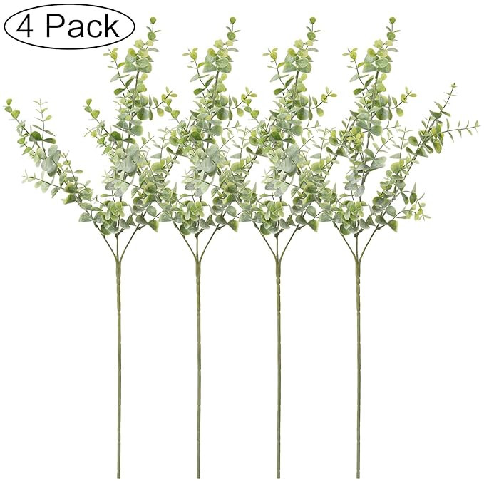 Woooow 4 Pack Rustic Eucalyptus Stem,Bushes,and Sprays(26”Tall Each Stem),Faux Eucalyptus Leave... | Amazon (US)