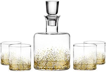 Fitz and Floyd 5 Piece Luster Decorative Whiskey Decanter Set with Top-Lead Free Glass for Wine, ... | Amazon (US)