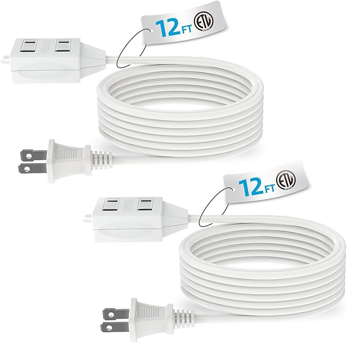 TiFFCOFiO Indoor Extension Cord, 2 Prong 12 Feet Extension Cord, 3 Polarized Outlets with Safety ... | Amazon (US)