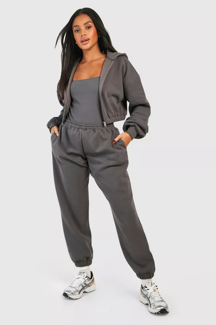 Cropped Zip Through Hooded Tracksuit | Boohoo.com (UK & IE)