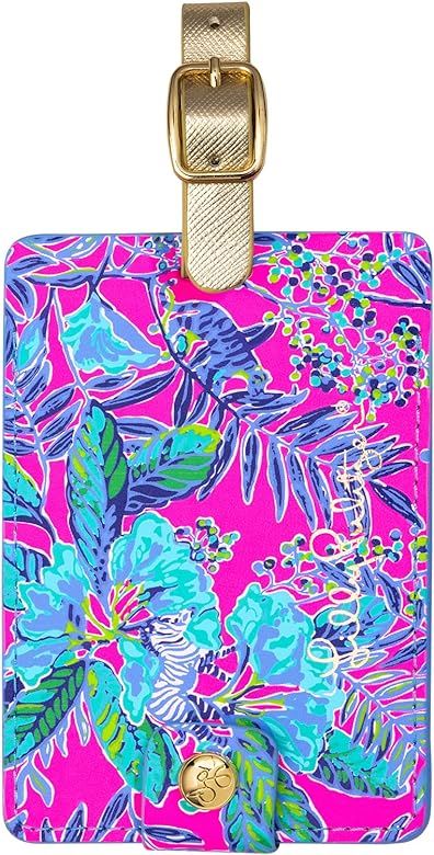 Lilly Pulitzer Leatherette Luggage Tag with Secure Strap, Colorful Suitcase Identifier for Travel | Amazon (US)