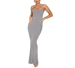 Women's Sexy Lounge Slip Long Dress Elegant Sleeveless Backless Ribbed Bodycon Maxi Dresses | Amazon (US)