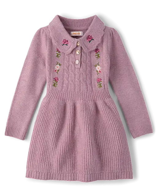 Girls Embroidered Floral Sweater Dress - Countryside Manor - Pink | Gymboree