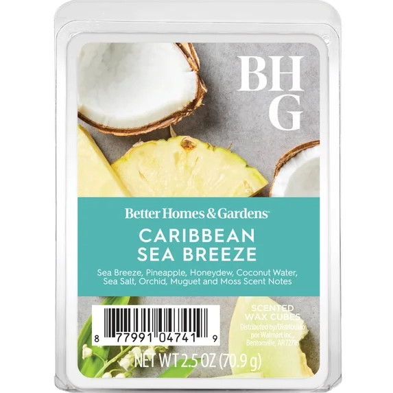 Caribbean Sea Breeze Scented Wax Melts, Better Homes & Gardens, 2.5 oz (1-Pack) | Walmart (US)