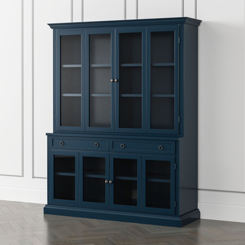 Cameo Indigo 2-Piece Entertainment Center with Glass Door + Reviews | Crate & Barrel | Crate & Barrel