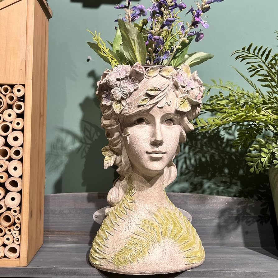 DiliComing Lady Head-Planters Face-Planters Pot - 10 Inch Outdoor Planter with Faces, Head Plante... | Amazon (US)