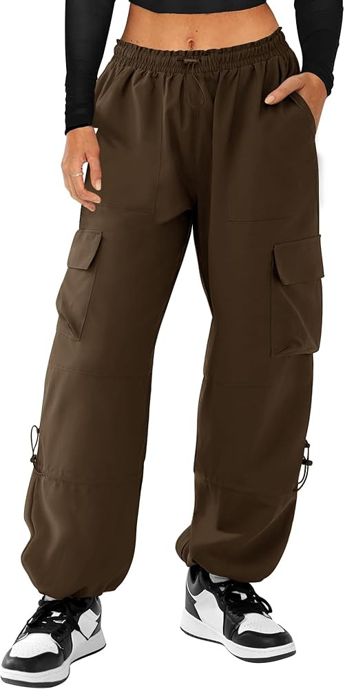 COPYLEAF Parachute Cargo Pants Women Elastic Waisted Lightweight Water Resistant Baggy Joggers wi... | Amazon (US)