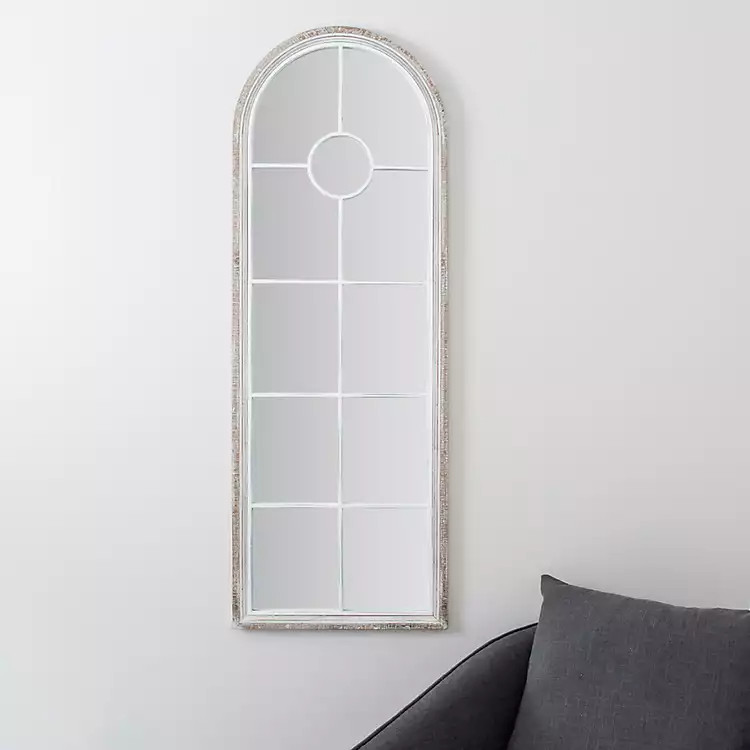New!Antique White Metal and Wood Arch Wall Mirror | Kirkland's Home