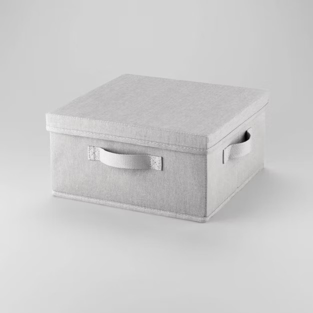 13"x13"x6" Fabric Bin with Lid Light Gray - Brightroom™ | Target