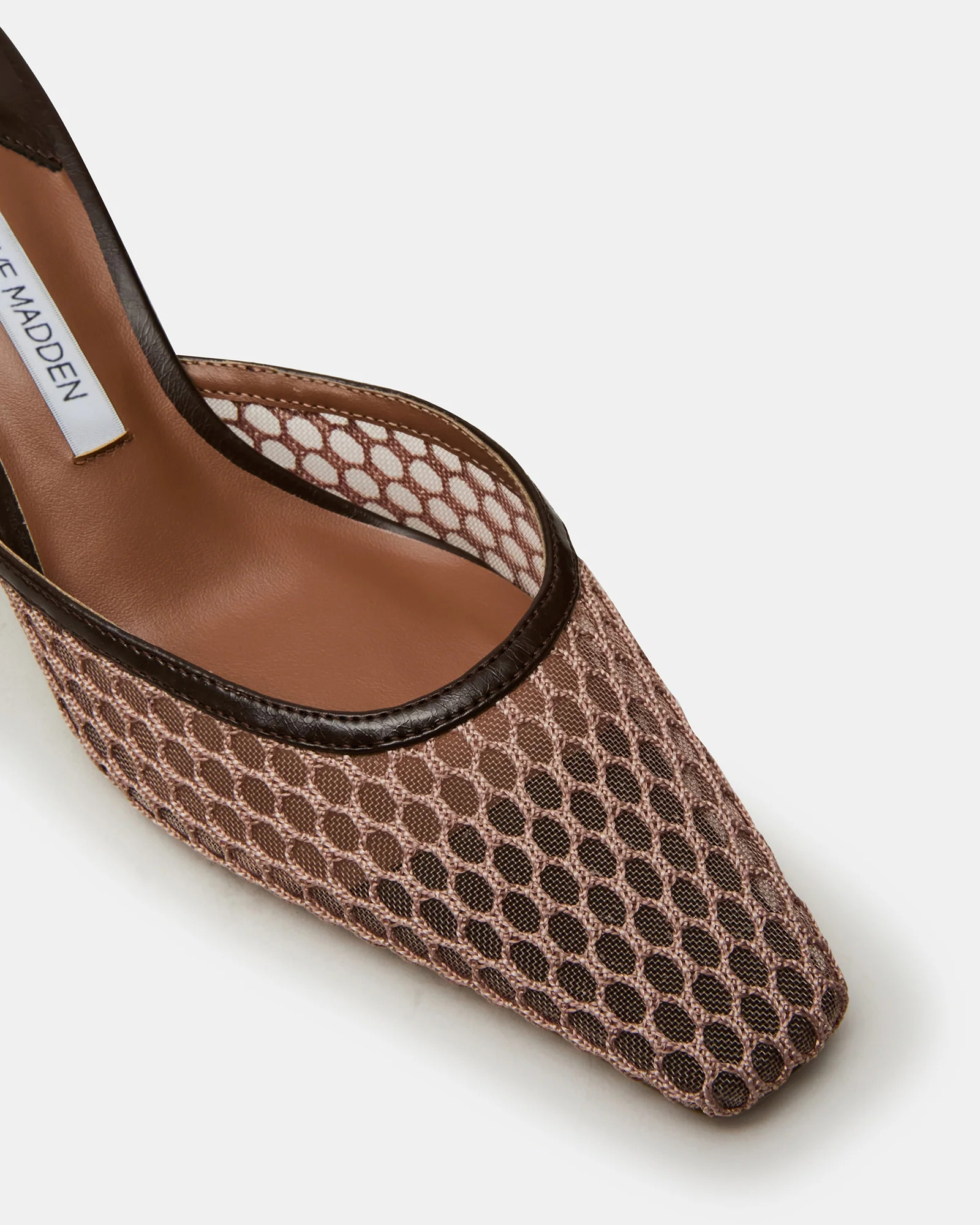 ALYSE Mocha Mesh Square-Toe Mule Women's Kitten Heel | Steve Madden (US)
