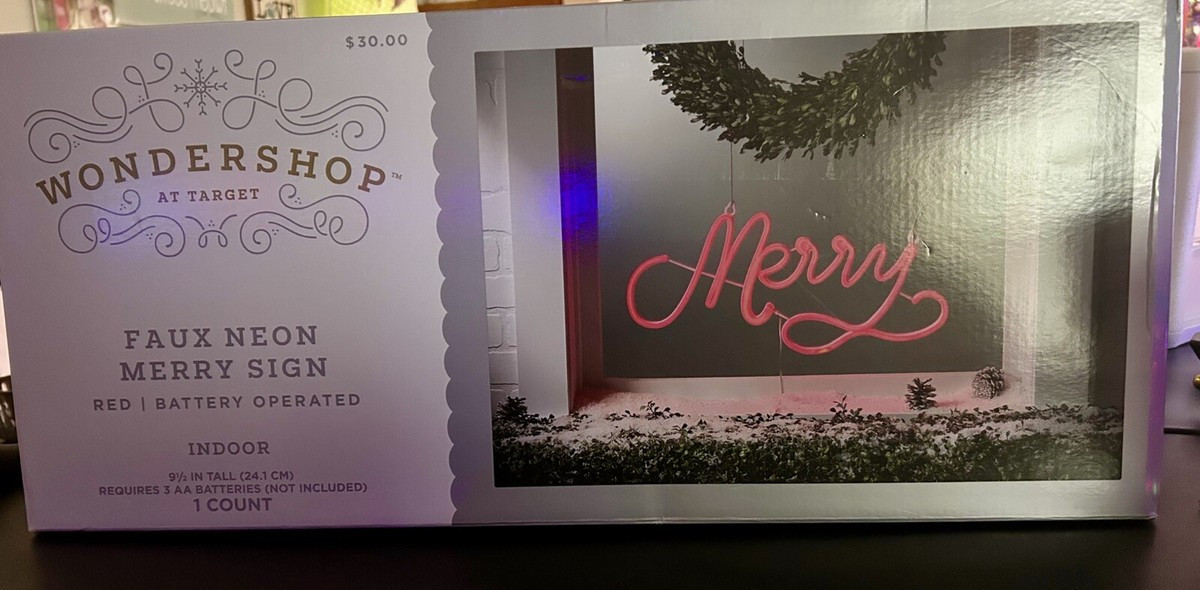 Faux Neon Sign- “Merry” Red Light- 9.5” Tall | eBay US