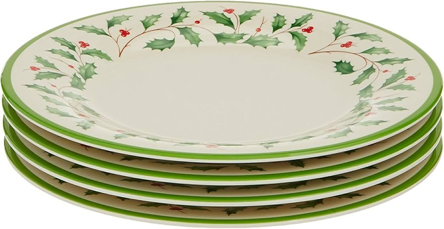 Lenox 863668 Holiday 4-Piece Melamine Accent Plate Set, 12 cubic inches, Christmas Dinnerware, Ho... | Amazon (US)