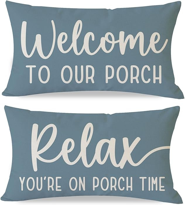 PANDICORN Decorative Throw Pillow Covers 12x20 Inch Set of 2 Welcome to Our Porch Relax You're on... | Amazon (US)