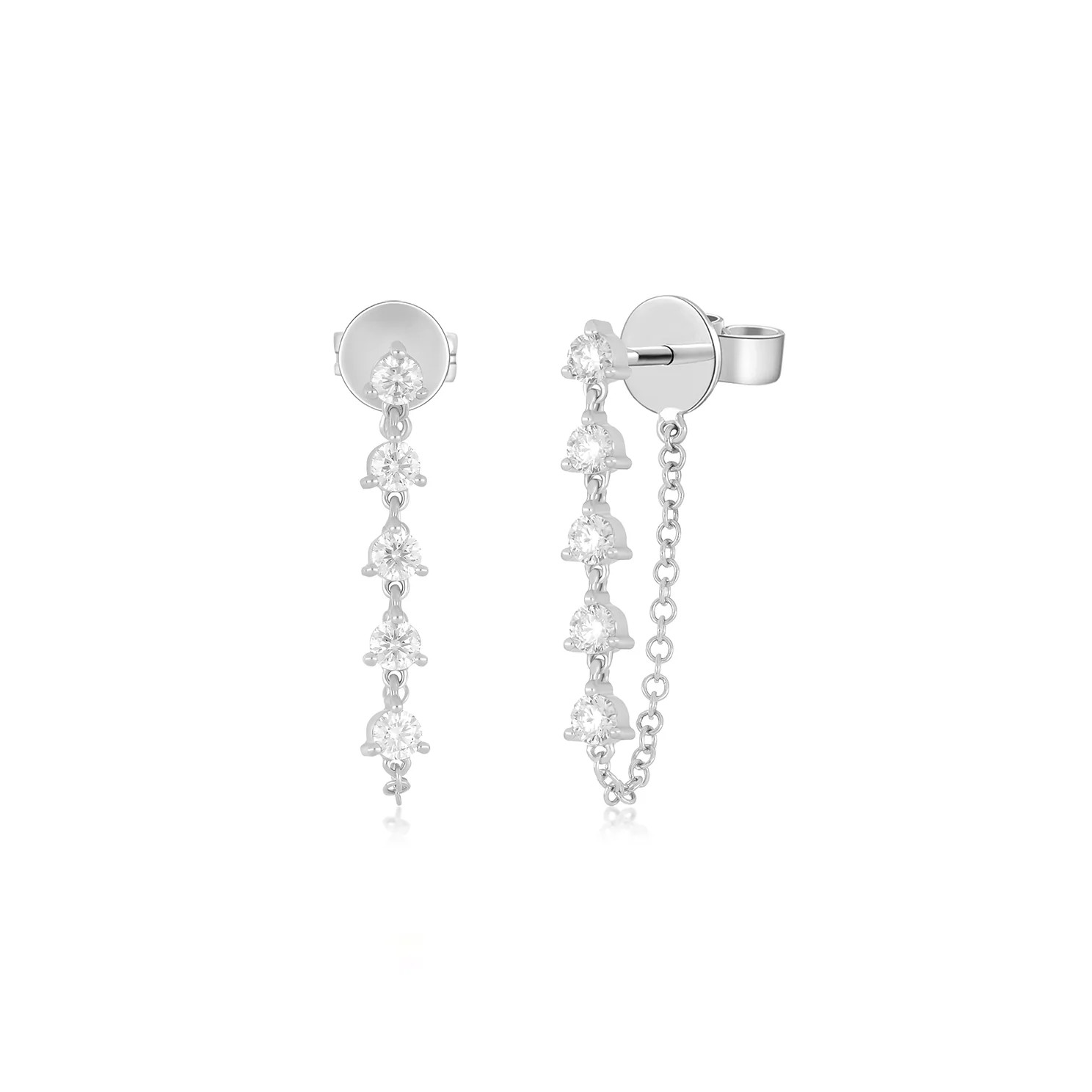 Multi Diamond Chain Stud Earring | EF Collection