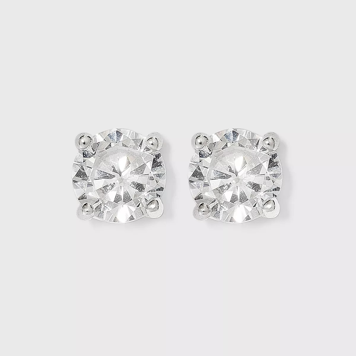 Women's Sterling Silver Cubic Zirconia Stud Earrings - A New Day™ Silver/Clear | Target