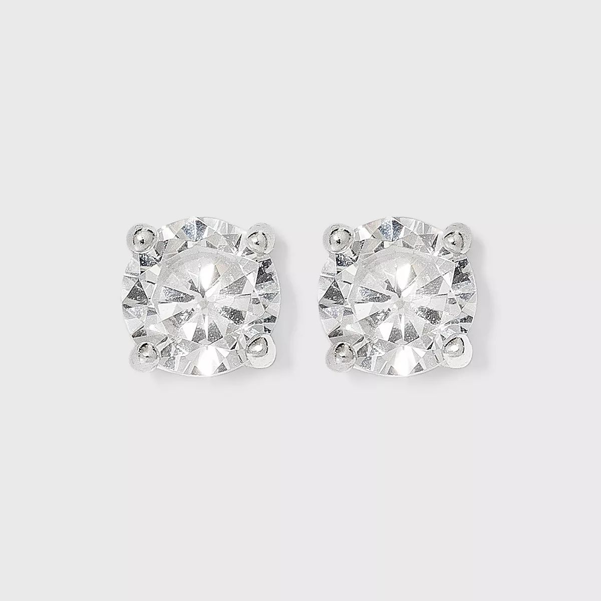 Women's Sterling Silver Cubic Zirconia Stud Earrings - A New Day™ Silver/Clear | Target