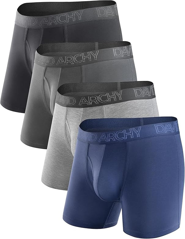 DAVID ARCHY Mens Underwear Bamboo Rayon Boxer Briefs Breathable and Soft with Fly Underwear for M... | Amazon (US)