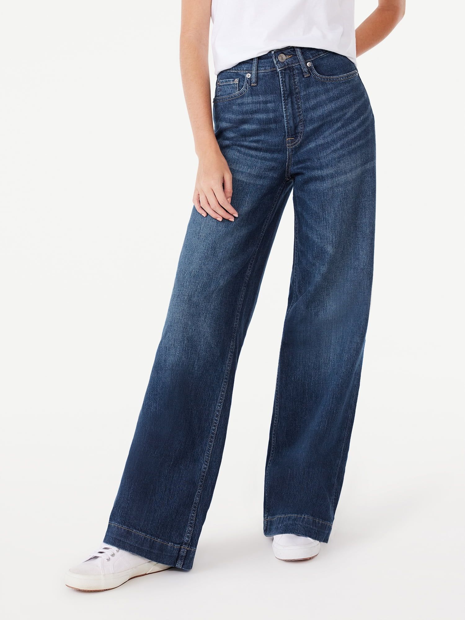 Free Assembly Women's Super High Wide Leg Jeans, 33” Inseam for Regular, Sizes 0-18 | Walmart (US)