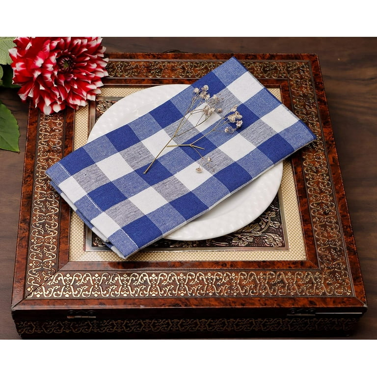 PurpleEssences Cloth Dinner Napkins Buffalo Check Gingham Plaid -18 X 18 Set of 12 -100% Cotton-S... | Walmart (US)