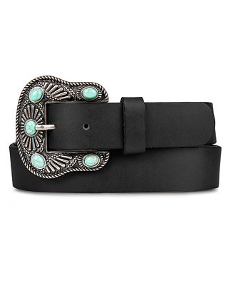 Women's Turquoise Studded Western Buckle Belt | Macy's