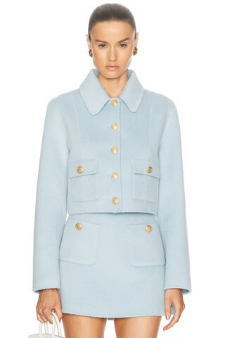 LoveShackFancy Lettie Jacket in Cosmic Sky - Baby Blue. Size 8 (also in 10). | FWRD 