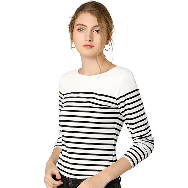 Women's Color Block Long Sleeve Striped Causal T-Shirt | Kohl's