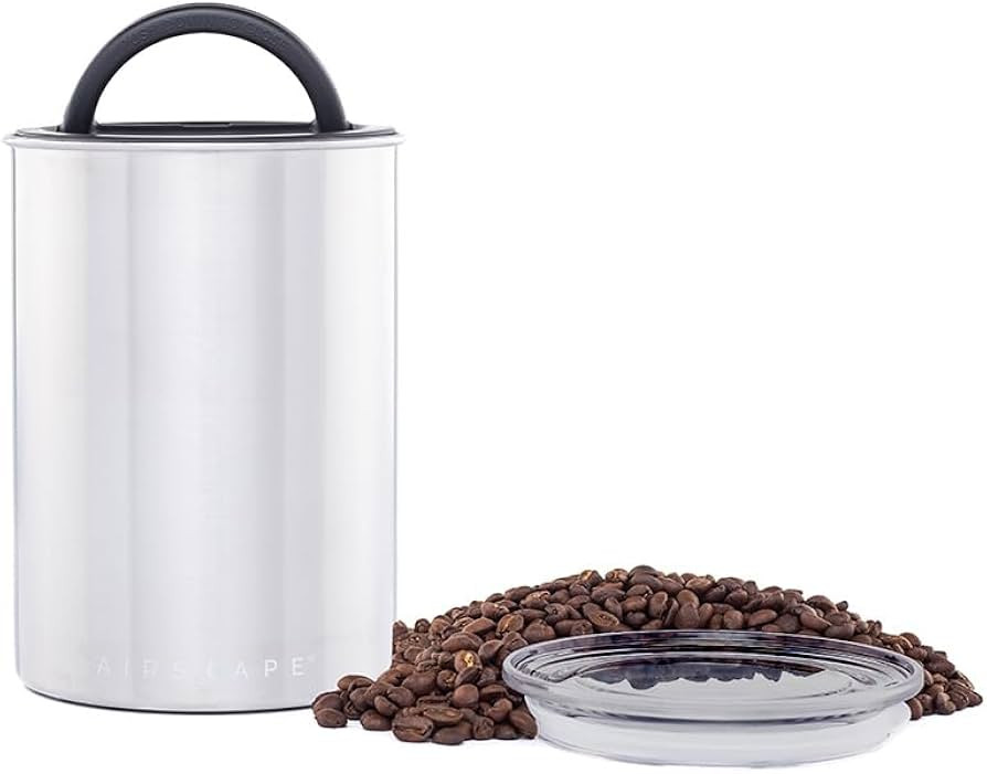 Airscape Stainless Steel Coffee Canister | Food Storage Container | Patented Airtight Lid | Push ... | Amazon (US)