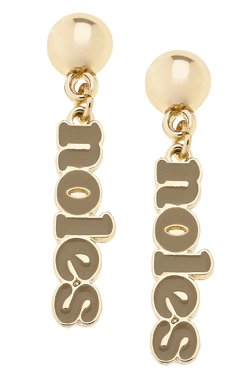 Florida State Seminoles Slogan Earrings in Shiny Gold | CANVAS